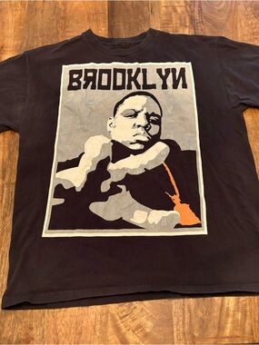 Brooklyn Graphic Tee with Portrait and Orange Accent